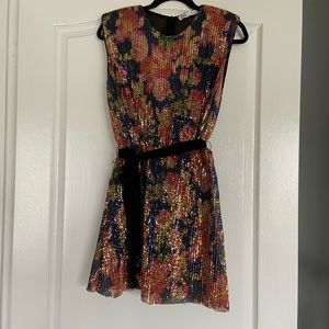 Zara floral sequin mini dress